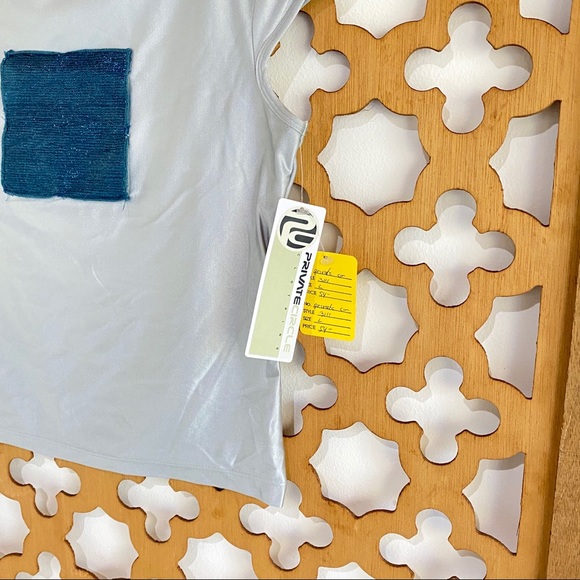 PRIVATE CIRCLE Baby Tee Top Satin Metallic Blue - Picture 4 of 15